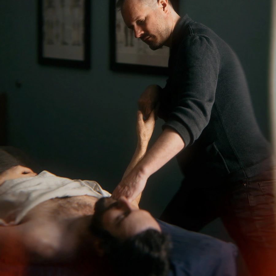 Man getting massage for shoulder pain or shoulder replacement recovery