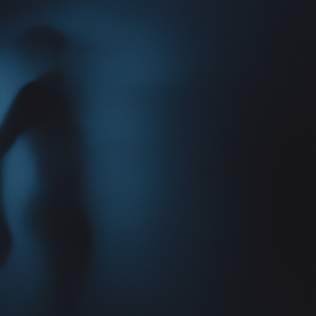 Blurred silhouette in blue tones