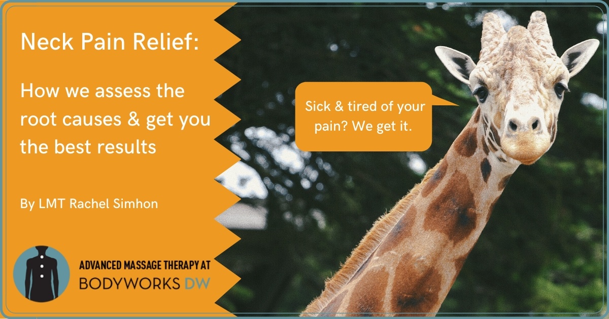 Giraffe promoting neck pain relief therapy